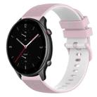 For Amazfit GTR 2e 22mm Checkered Two-Color Silicone Watch Band(Pink+White) - 1