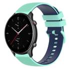 For Amazfit GTR 2e 22mm Checkered Two-Color Silicone Watch Band(Teal+Blue) - 1