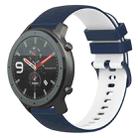For Amazfit GTR 47mm 22mm Checkered Two-Color Silicone Watch Band(Dark Blue+White) - 1