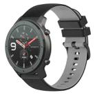 For Amazfit GTR 47mm 22mm Checkered Two-Color Silicone Watch Band(Black+Grey) - 1
