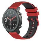 For Amazfit GTR 47mm 22mm Checkered Two-Color Silicone Watch Band(Red+Black) - 1