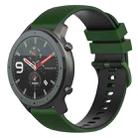 For Amazfit GTR 47mm 22mm Checkered Two-Color Silicone Watch Band(Amy Green+Black) - 1