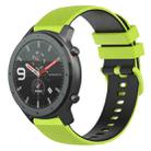 For Amazfit GTR 47mm 22mm Checkered Two-Color Silicone Watch Band(Lime Green+Black) - 1
