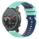 For Amazfit GTR 47mm 22mm Checkered Two-Color Silicone Watch Band(Teal+Blue) - 1