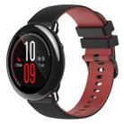 For Amazfit Pace 22mm Checkered Two-Color Silicone Watch Band(Black+Red) - 1