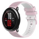 For Amazfit Pace 22mm Checkered Two-Color Silicone Watch Band(Pink+White) - 1