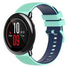 For Amazfit Pace 22mm Checkered Two-Color Silicone Watch Band(Teal+Blue) - 1