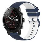 For Amazfit Stratos 22mm Checkered Two-Color Silicone Watch Band(Dark Blue+White) - 1