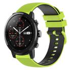 For Amazfit Stratos 22mm Checkered Two-Color Silicone Watch Band(Lime Green+Black) - 1