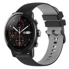 For Amazfit 2 Stratos 22mm Checkered Two-Color Silicone Watch Band(Black+Grey) - 1