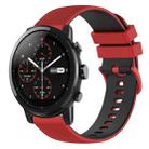 For Amazfit 2 Stratos 22mm Checkered Two-Color Silicone Watch Band(Red+Black) - 1