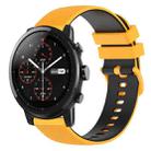 For Amazfit 2 Stratos 22mm Checkered Two-Color Silicone Watch Band(Yellow+Black) - 1