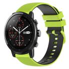 For Amazfit 2 Stratos 22mm Checkered Two-Color Silicone Watch Band(Lime Green+Black) - 1