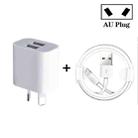 Mini Dual Port USB Charger with USB to 8 Pin Data Cable, AU Plug - 1