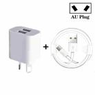 Mini Dual Port USB Charger with USB to Type-C Data Cable, AU Plug - 1