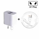 Mini Dual Port USB Charger with USB to Micro USB Data Cable, AU Plug - 1