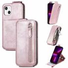 For iPhone 14 Zipper Wallet Vertical Flip Leather Phone Case(Pink) - 1