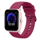 For Amazfit Pop Pro 20mm Solid Color Soft Silicone Watch Band(Wine Red) - 1