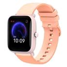 For Amazfit Pop 20mm Solid Color Soft Silicone Watch Band(Pink) - 1