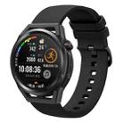 For Huawei Watch GT Runner 22mm Solid Color Soft Silicone Watch Band(Black) - 1