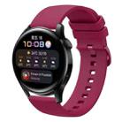For Huawei Watch 3 22mm Solid Color Soft Silicone Watch Band(Wine Red) - 1