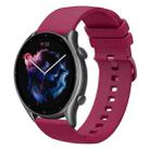 For Amazfit GTR 3 22mm Solid Color Soft Silicone Watch Band(Wine Red) - 1