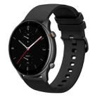 For Amazfit GTR 2e 22mm Solid Color Soft Silicone Watch Band(Black) - 1