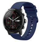 For Amazfit Stratos 22mm Solid Color Soft Silicone Watch Band(Navy Blue) - 1