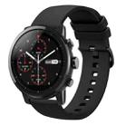 For Amazfit Stratos 22mm Solid Color Soft Silicone Watch Band(Black) - 1