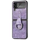 For Samsung Galaxy Z Flip4 JUNSUNMAY Netted Embossing Ring Folding Phone Case(Purple) - 1