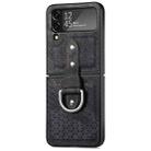 For Samsung Galaxy Z Flip4 JUNSUNMAY Netted Embossing Ring Folding Phone Case(Black) - 1