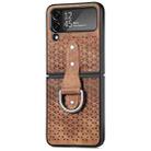 For Samsung Galaxy Z Flip4 JUNSUNMAY Netted Embossing Ring Folding Phone Case(Brown) - 1