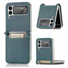 For Samsung Galaxy Z Flip4 JUNSUNMAY Card Holder Folding PC Leather Phone Case(Green) - 1