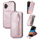 For Samsung Galaxy Xcover6 Pro Zipper Wallet Vertical Flip Leather Phone Case(Pink) - 1