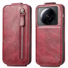 For Xiaomi 12S Ultra Zipper Wallet Vertical Flip Leather Phone Case(Red) - 1