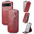 For Google Pixel 6a Zipper Wallet Vertical Flip Leather Phone Case(Red) - 1