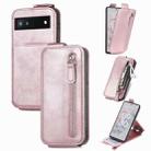 For Google Pixel 6a Zipper Wallet Vertical Flip Leather Phone Case(Pink) - 1