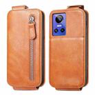 For Realme GT Neo 3 Zipper Wallet Vertical Flip Leather Phone Case(Brown) - 1