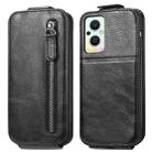 For OPPO Reno8 Lite Zipper Wallet Vertical Flip Leather Phone Case(Black) - 1