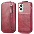 For OPPO Reno8 Lite Zipper Wallet Vertical Flip Leather Phone Case(Red) - 1