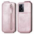 For OPPO  A77 Zipper Wallet Vertical Flip Leather Phone Case(Pink) - 1