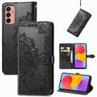 For Samsung Galaxy M13 4G Mandala Flower Embossed Leather Phone Case(Black) - 1