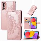 For Samsung Galaxy M13 4G Mandala Flower Embossed Leather Phone Case(Rose Gold) - 1