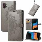 For Samsung Galaxy Xcover6 Pro Mandala Flower Embossed Leather Phone Case(Gray) - 1