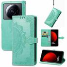 For Xiaomi 12S Ultra Mandala Flower Embossed Leather Phone Case(Green) - 1