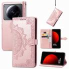 For Xiaomi 12S Ultra Mandala Flower Embossed Leather Phone Case(Rose Gold) - 1