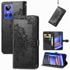 For Realme GT Neo 3 Mandala Flower Embossed Leather Phone Case(Black) - 1