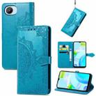 For Realme C30 Mandala Flower Embossed Leather Phone Case(Blue) - 1