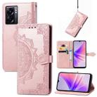 For OPPO A77 Mandala Flower Embossed Leather Phone Case(Rose Gold) - 1