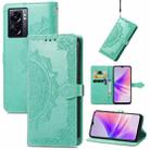 For OPPO A77 Mandala Flower Embossed Leather Phone Case(Green) - 1